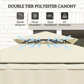 Outsunny Pawilon grillowy 242x149x248 cm wodoodporny, trudnopalny, pawilon ogrodowy z dwuwarstwowym dachem, beżowy | Aosom PL