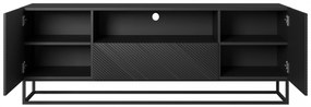 Szafka RTV Asha 167 cm z szufladą i metalowym stelażem - czarny mat