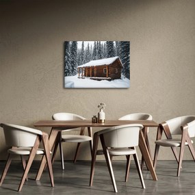 Obraz - Pokryta śniegiem chata (70x50 cm)