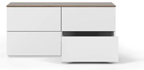Biała komoda z blatem w orzechowym dekorze TemaHome Join, 120 x 54 cm