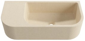 Umywalka betonowa wisząca / nablatowa półokrągła z półką bez otworu na baterię 65 x 30 cm LARMO | różne kolory : Kolor - Kość słoniowa/Ecru, Typ montażu - podwieszana