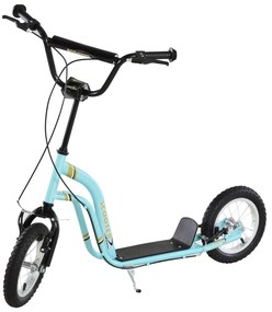 HOMCOM Hulajnoga dla Dzieci od 5 Lat, Wysokość Regulowana, dla Dzieci, Aluminium, 120 x 58 x 85-95 cm, Jasnoniebieski