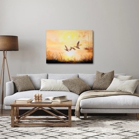 Obraz - Żurawie o zachodzie słońca (70x50 cm)
