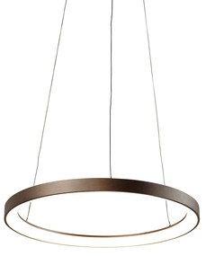 Designerska lampa wisząca brązowa z wbudowanym ściemnianym oświetleniem LED Easylift - HoopDesignerski Oswietlenie wewnetrzne