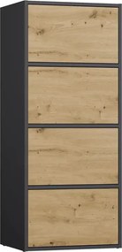 Nowoczesny regał zamykany antracyt + dąb artisan C2-L55