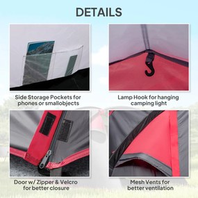 Outsunny Namiot Kempingowy 2-3 osoby Wyrzucany Przedsionek Strefa snu Wodoszczelny 426x206x154 cm Szary | Aosom PL