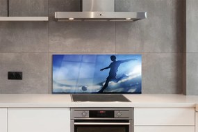 Szklany Panel Piłkarz w Blasku Neonów