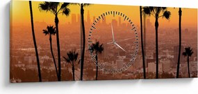 Obraz - Panorama Los Angeles (z zegarem) (90x30 cm)
