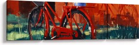 Obraz czerwonego koła, malowanie akrylowe (170x50 cm)
