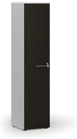 Szafa biurowa wąska PRIMO WHITE, 1781 x 400 x 420 mm, biały/wenge