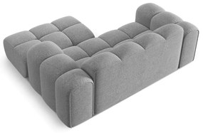 Jasnoszary narożnik z tkaniny szenilowej (prawostronny/z szezlongiem) Treno – Cosmopolitan Design