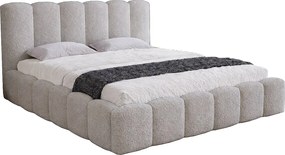 Łóżko dwuosobowe 200x200 Florent - łóżko z pojemnikiem i stelażem metalowym - boucle, jasny szary (Lambi 11)