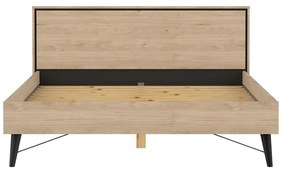 Łóżko dwuosobowe w dekorze dębu ze stelażem 160x200 cm w naturalnym kolorze Ry – Tvilum