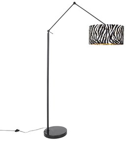 Nowoczesna lampa podłogowa czarny klosz wzór zebra 50 cm - Redakcja Nowoczesny Oswietlenie wewnetrzne