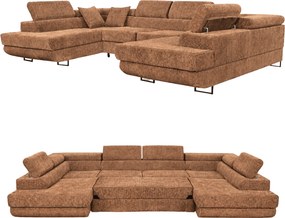 Narożnik kształt U rozkładany f. spania Savio Family meble ciemny beżowy sztruks Anafi16 - DOSTĘPNY OD RĘKI