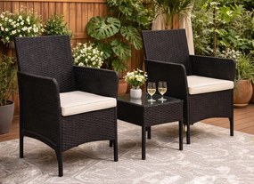 Zestaw mebli ogrodowych Livora 0213 - 2 krzesła i stolik kawowy, kolor czarny