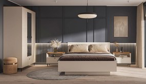 Nowoczesna szafa trzydrzwiowa z lustrem kaszmir + dąb castello C3-L26