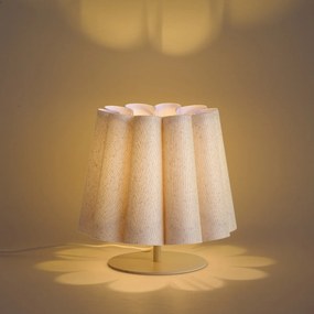 Lampa stołowa Japandi beżowa z abażurem z tkaniny 22 cm - Jenni
