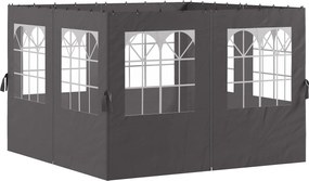 Outsunny Boczne ścianki do pawilonu, 4 panele boczne do pawilonu ogrodowego, z zamkiem błyskawicznym, pawilon 3 x 4 m, ciemnoszary