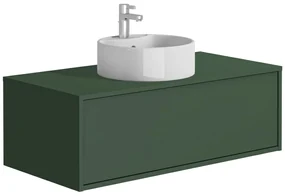 Szafka łazienkowa wisząca z okrągłą umywalką zielony mat - 94 cm - TEANA II