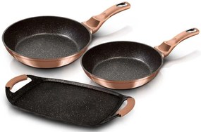 Komplet 3 złotych aluminiowych patelni A4-C92