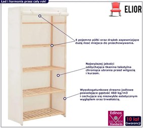 Biała szafa tekstylna z półkami i drążkiem - Erivox 3X