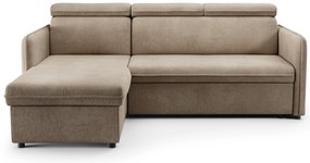 Narożnik z funkcją spania Barcelia Mini uniwersalny lewy/prawy - brązowy sztruks łatwoczyszczący Anafi 06