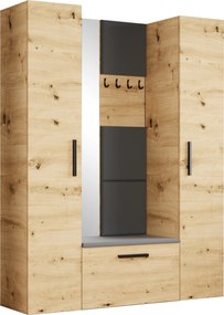 Masseno Garderoba MODULO 160,6/204/40 cm do Przedpokoju Nowoczesna Dąb Artisan