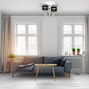 Lampa sufitowa biała trzypunktowa z szaro-czarnymi abażurami T-3030WE-