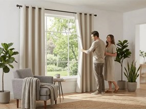 2x Zasłona biało-kremowa OXFORD 140x250 cm