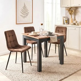 Stół Kwadratowy Rozkładany BEN 80-200 cm Dąb Craft/Czarny Nowoczesny Loft