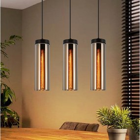 Retro matowa czarna szklana lampa wisząca do jadalni 3 płomienie E27