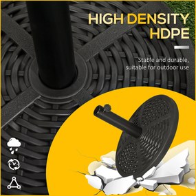 Outsunny Stojak na Parasol z Betonu, Stojak z Rurą Stalową, Okrągły Uchwyt, dla Balkonu, Tarasu, Ogrodu, Czarny