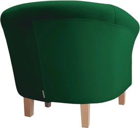 Fotel Milo tkanina Welur wygodny fotel tapicerowany do salonu i sypialni : Kolor nogi - Drewno, Kolor tkaniny - VELVET - MG25, Wysokość nogi - 15 cm