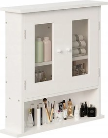 Szafka łazienkowa wisząca biała 2 drzwiowa szklana ścienna loft półki 58 cm