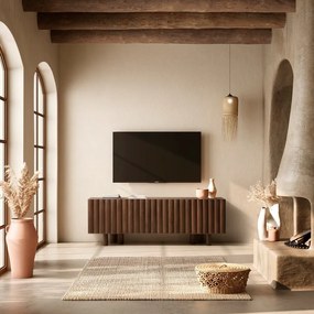 Brązowa szafka pod TV z litego drewna mango 160x55x40 cm Tamira – MOME