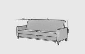 Szara 3-osobowa sofa SELENE, rozkładana