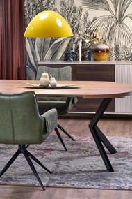 Stół do jadalni okrągły rozkładany płyta orzech/czarny 100-250/100/75 PERONI