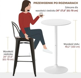 HOMCOM Okrągły stolik barowy biały stół kuchenny do salonu i jadalni stalowy Ø60 x 102 cm | Aosom PL