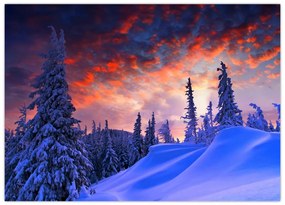 Obraz na szkle - Zimowy zmierzch (70x50 cm)