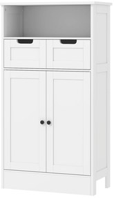 kleankin Szafka łazienkowa z 2 szufladami, drzwiami, 60 x 30 x 109 cm, Biały