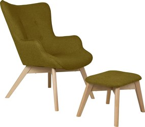 Zielony fotel z podnóżkiem Niko – Ropez