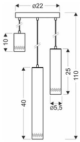 Lampa wisząca w czarno-złotym kolorze z metalowym kloszem Tubo – Candellux Lighting