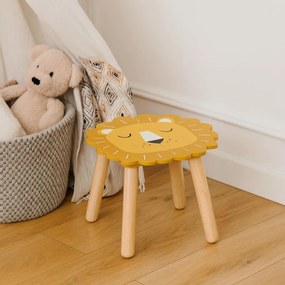 Drewniany stołek dziecięcy SAFARI z motywem zwierząt, 28 cm