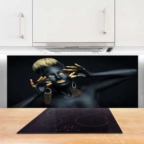 Panel Szklany do Kuchni Artystyczny Portret Kolorem Malowany