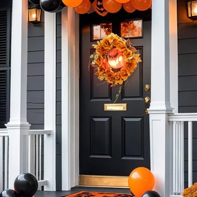 Outsunny Wieniec Halloween, przerażający motyw dyni, jesienne liście, efekty świetlne, tworzywo sztuczne