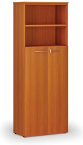 Szafa biurowa kombinowana PRIMO WOOD, 4-poziomowe drzwi, 800 x 420 x 2128 mm, wiśnia