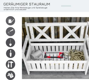 Outsunny ławka ogrodowa ze schowkiem 2-osobowa z poduszką biała drewniana skrzynia | Aosom PL