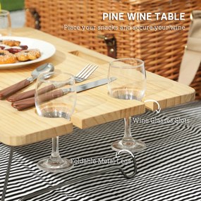 Kosz piknikowy z wikliny Outsunny dla 4 osób z kocem piknikowym, sztućcami, otwieraczem Jasnobrązowy