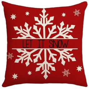 Świąteczna poszewka na poduszkę SNOWFLAKE 45x45 cm, czerwona